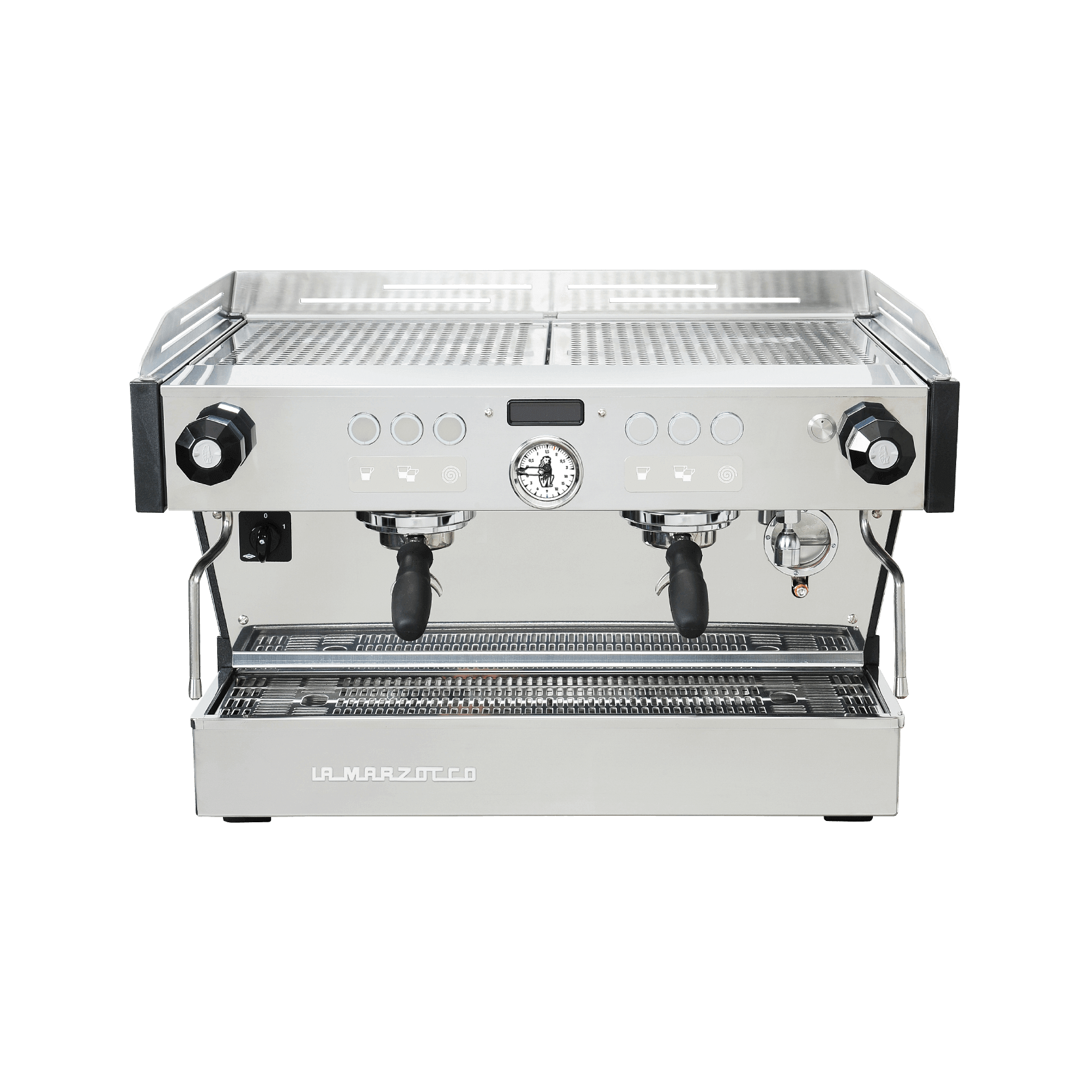 La Marzocco Linea PB X – zweigruppige Espressomaschine mit erweiterten Steuerungsfunktionen, isolierten Brühgruppen und klassischem Design; ausgestattet mit Shot-Timer, Dualboilersystem und großem Arbeitsbereich – ideal für den professionellen Einsatz in der Gastronomie oder zu Hause.
