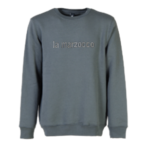 La Marzocco Sweatshirt in Dunkelgrau mit gesticktem Logo – ideal als Barista Kleidung im professionellen Café-Umfeld oder für Liebhaber hochwertiger Espressomaschinen und Barista Tools.