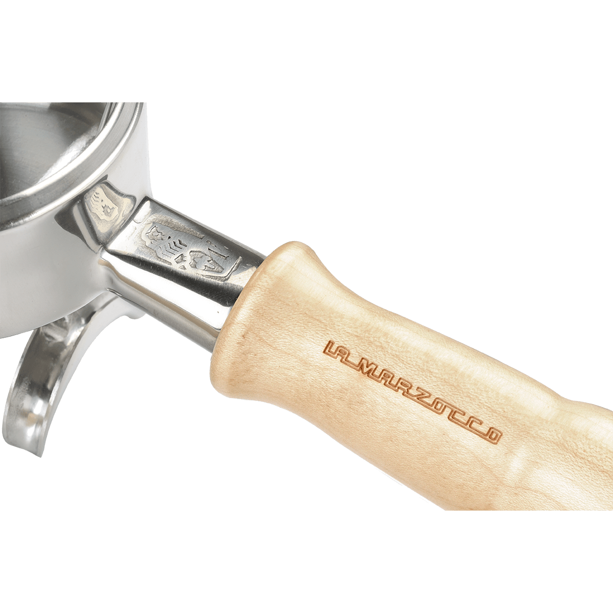 Siebträger mit edlem Holzgriff und La Marzocco Gravur – ein hochwertiges Barista Tool für den Einsatz an professionellen Espressomaschinen. Das Zubehör vereint Ergonomie und Design und ist optimal für präzise Kaffeezubereitung im Café-Equipment oder in der Gastronomie.