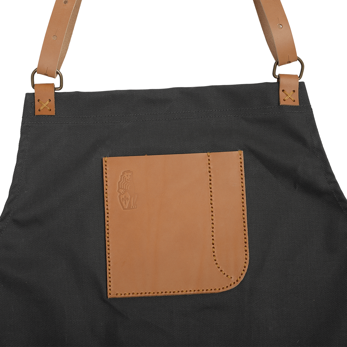 La Marzocco Barista-Schürze aus robustem, wasserdichtem Segeltuch mit hochwertiger Lederapplikation.