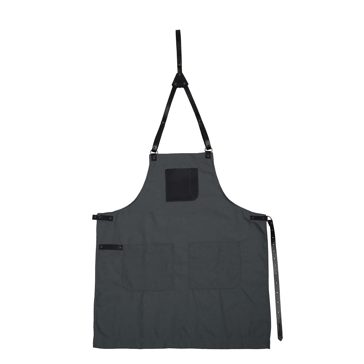 La Marzocco Barista-Schürze aus robustem, wasserdichtem Segeltuch mit hochwertiger Lederapplikation.