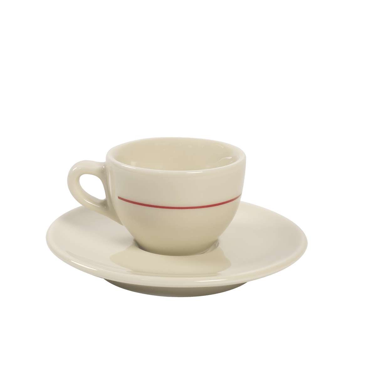 Espressotasse mit Untertasse im klassischen Design von La Marzocco – ideal für stilvolle Kaffeezubereitung an der Espressomaschine