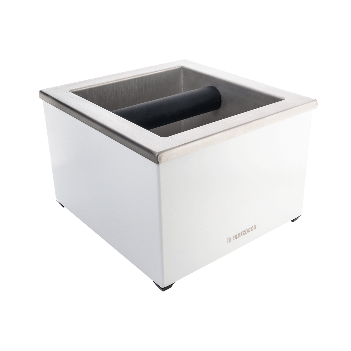 Der La Marzocco Abklopfbehälter in elegantem Edelstahl und Weiß bietet eine hochwertige Lösung für das saubere Entsorgen von Kaffeesatz in der professionellen Kaffeezubereitung. Als Teil des Café-Equipments ist er perfekt auf Siebträgermaschinen abgestimmt und ergänzt Barista Tools ideal – funktional, robust und stilvoll im Design.