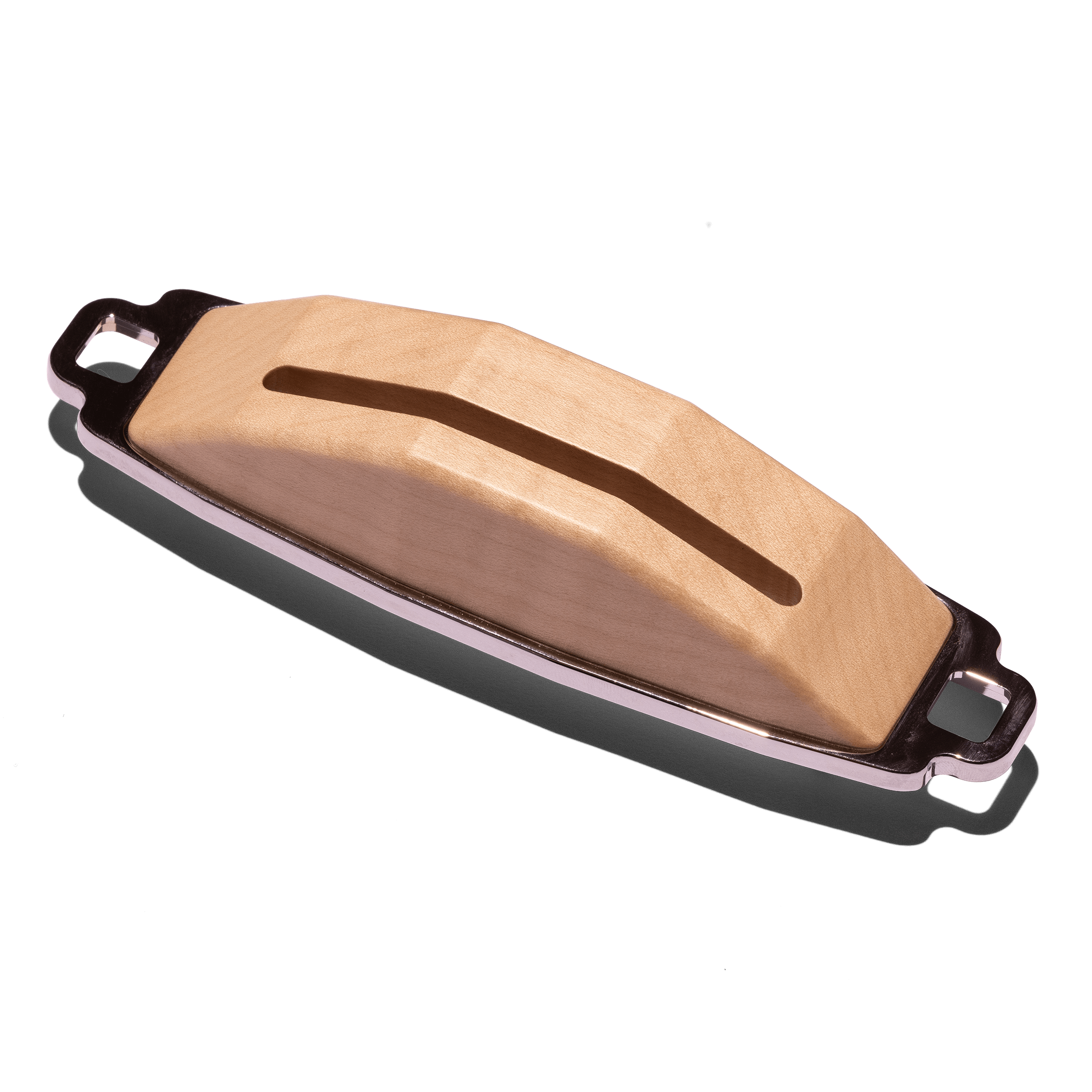 Paddelabdeckung aus hellem Holz mit eingelassener Grifföffnung und Metallrahmen, Teil des La Marzocco Linea Mini Customization Kits – stilvolles Zubehör für Espressomaschinen in Gastronomie und zur professionellen Kaffeezubereitung zu Hause